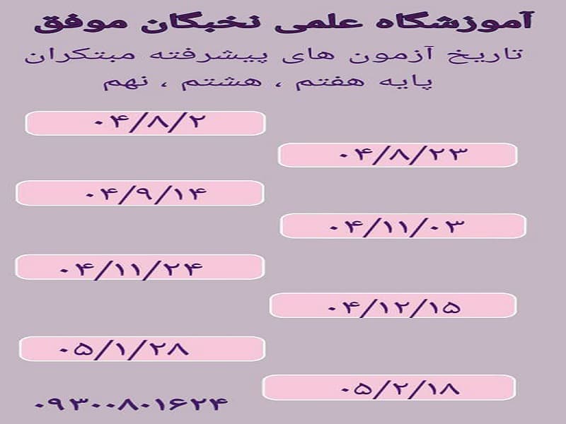 تاریخ ازمون های پیشرفته مبتکران
